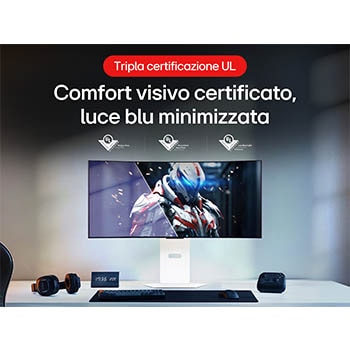 Comfort visivo certificato e luce blu minimizzata Monitor Gaming 34GX90SA-W